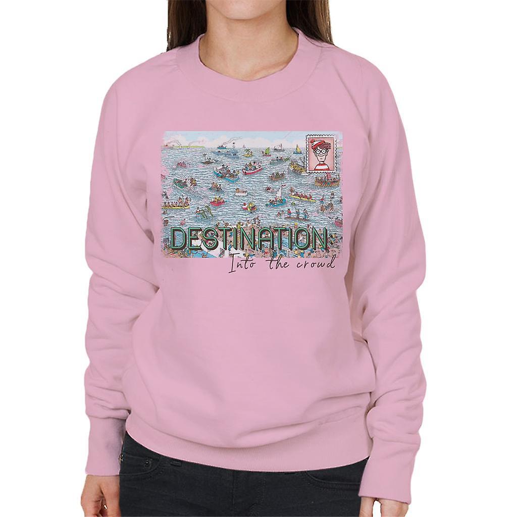 Wheres Wally Where's Wally Destination Into The Crowd Women's Sweatshirt Light Pink Medium