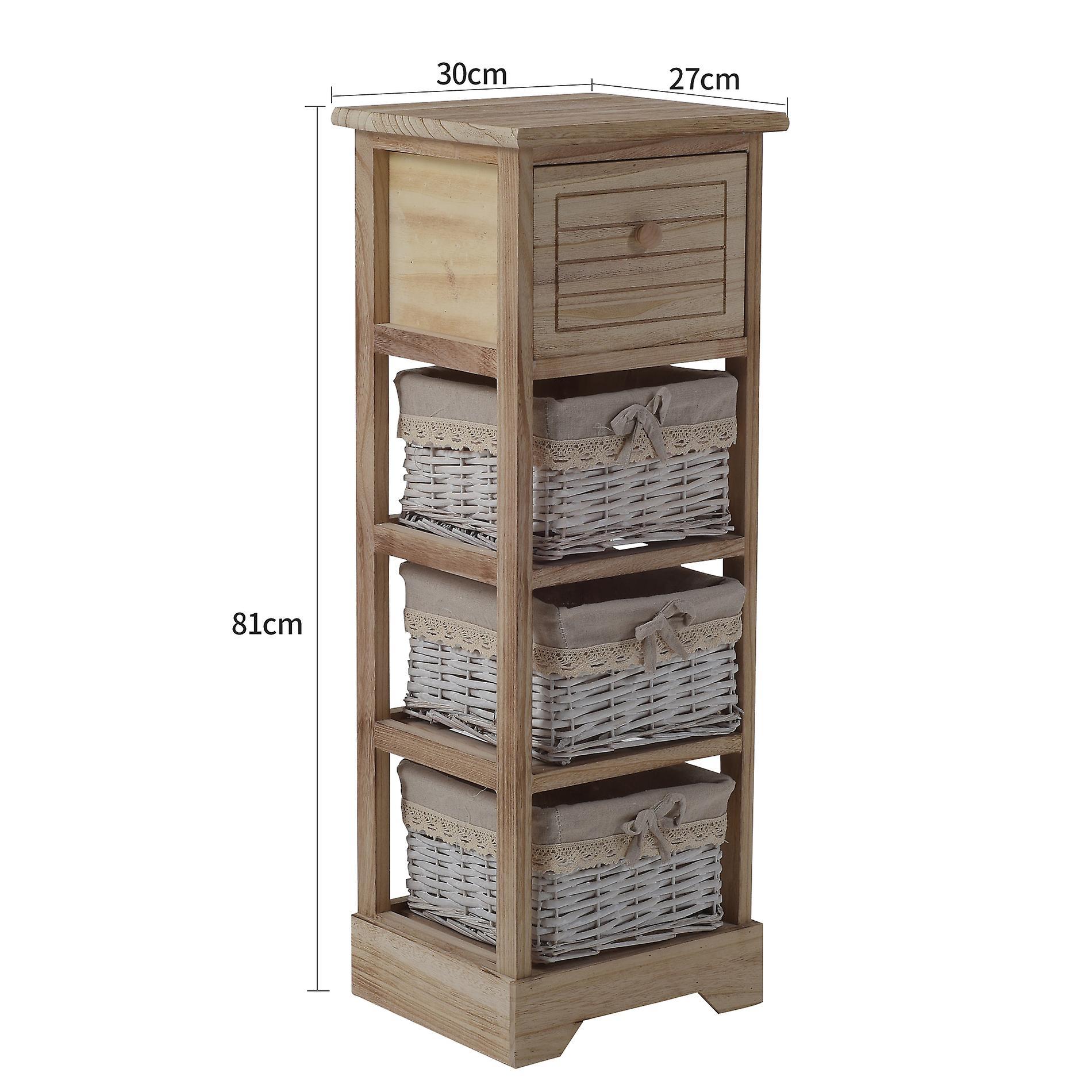 Mobili Rebecca Rebecca Furniture Chest of Drawers 1 Drawer 3 Baskets Wood Wicker Rustic 81x30x27