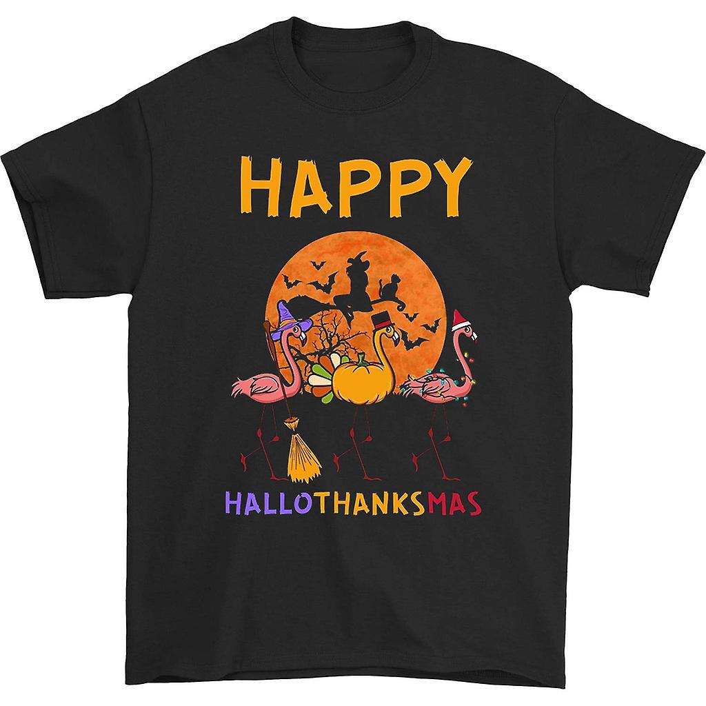 HISHARK Happy hallothanksmas 90s t-shirt black L