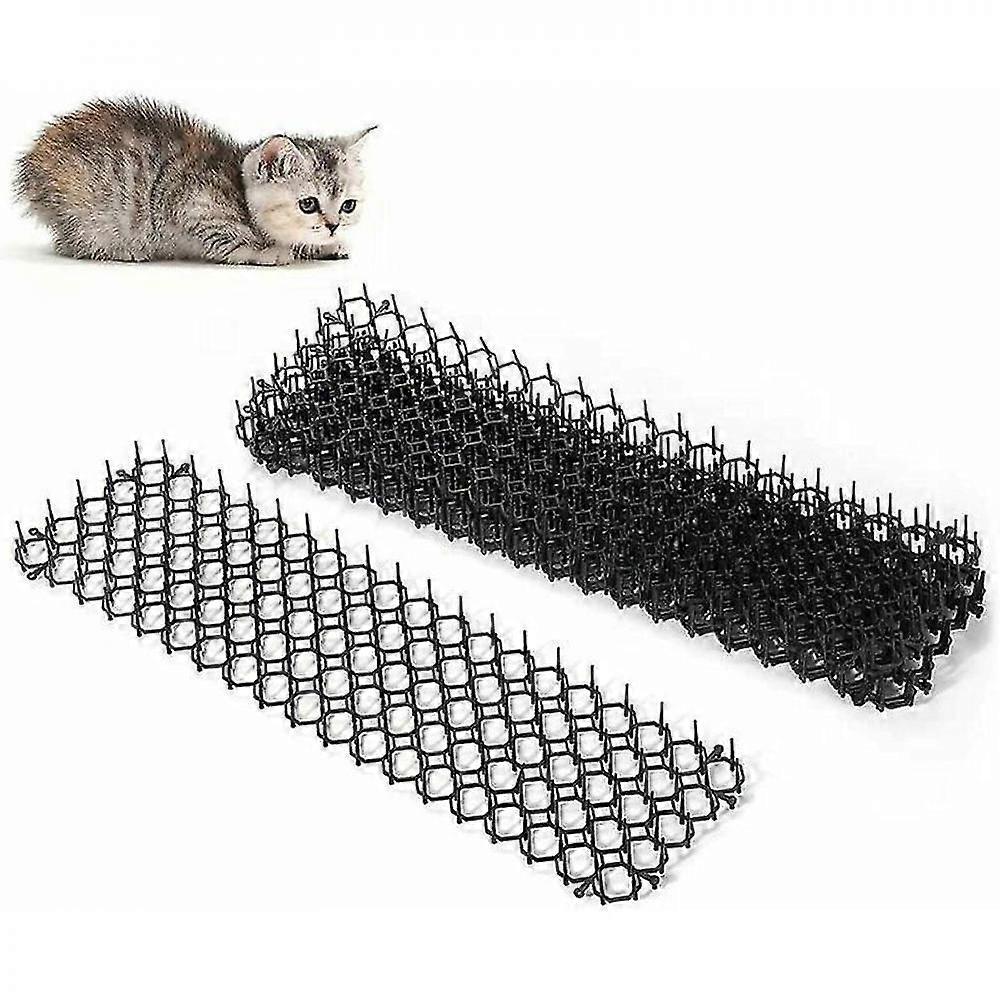 Hgxs 6 Pack Cat Repeller with Spikes, 48.5 x 13.5cm Outdoor Cat Repellent Mat, Cat Spikes, Thorn Mesh Dog Repellent Mat for Garden Fences JJW