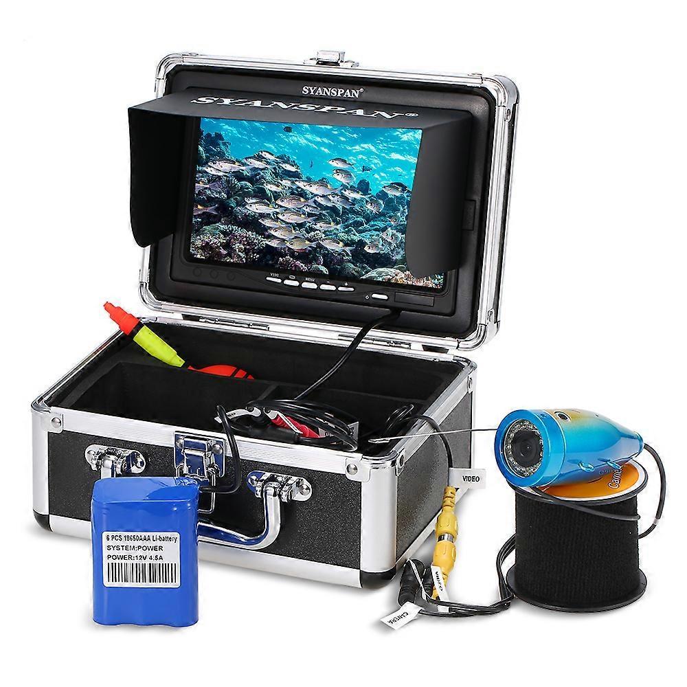 Syanspan Portable 7" Inch Monitor 1000TVL Waterproof Underwater Fishing Camera Kit 24PCS Infrared IR LEDs Fish Finder for Ice Lake Boat Fishing 30m