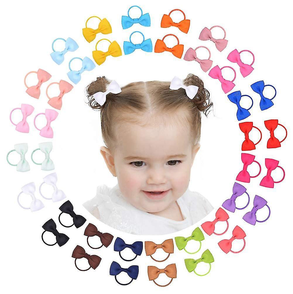 Bosheng 40pcs 2 Inches Baby Girls Hair S Ties Mini Boutique Elastic Hair Rubber Ribbon Hair Band Accessories For Kids Toddlers Infants