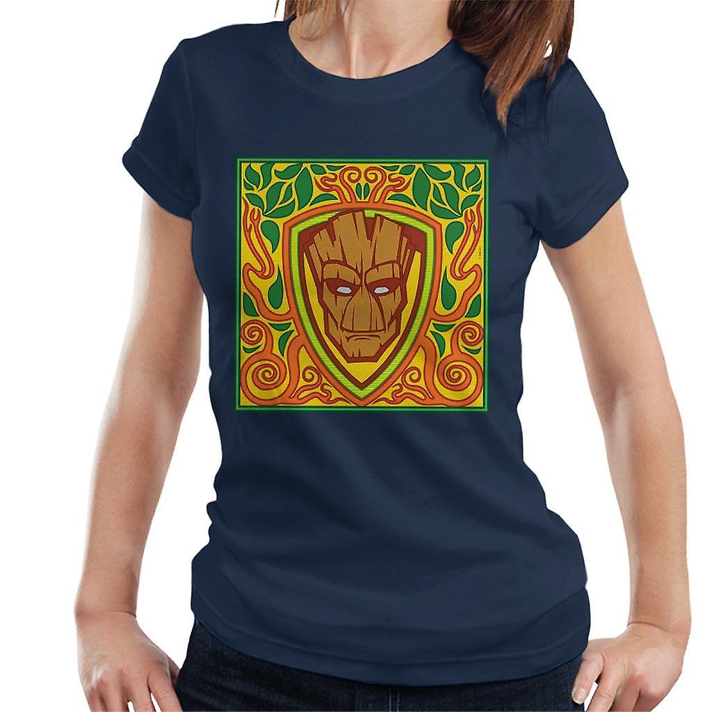 Marvel Guardians Of The Galaxy Groot Symmetrical Shield Women's T-Shirt Navy Blue Medium