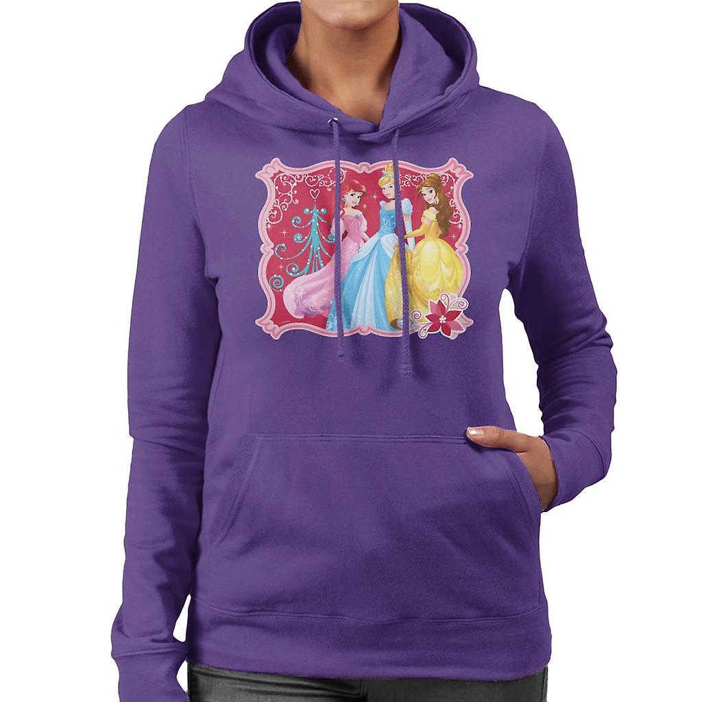 Disney Christmas Princesses Framed Design Women's Hooded Sweatshirt Purple Large