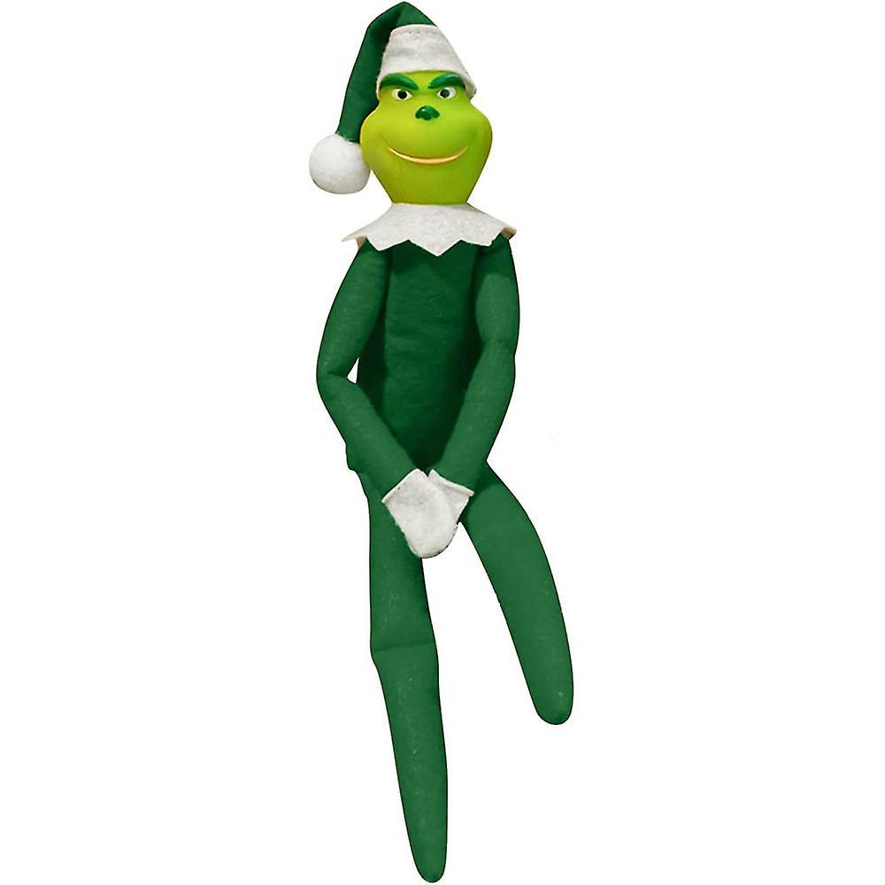 Lequeen 33cm Christmas Couple The Grinch Plush Doll Toy Xmas Decor Ornament Kids Gift Green