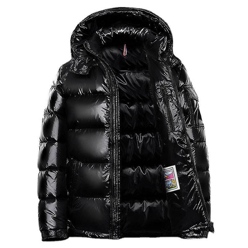 Mmcici Men Shiny Down Jacket Winter Stand Collar Down Jacket With Hood M