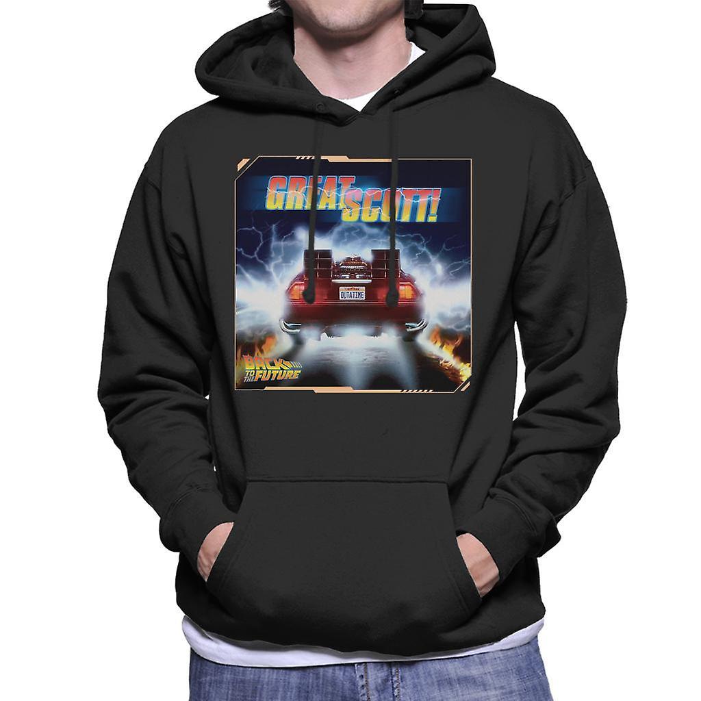 Back to the Future Delorean Great Scott Men's Hooded Sweatshirt Black Small