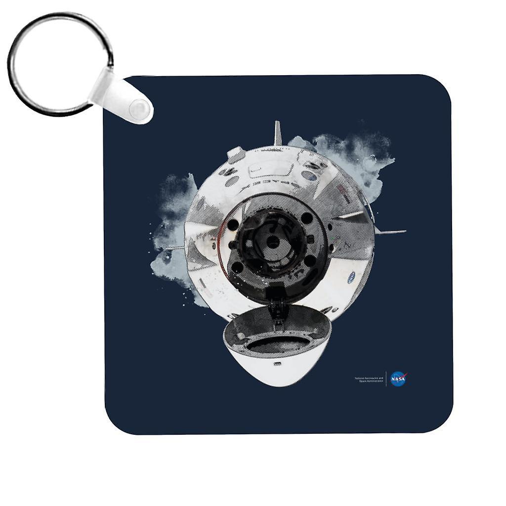 NASA SpaceX Dragon Capsule Docking Keyring Navy Blue 5cm x 5cm