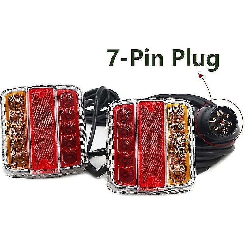 Guangzhou Yunlan Trading Co., 12V/24V LED Trailer Tail Light Kit 7 Pin Plug with Magnet Holder for Car Truck (Amber & Red-LED, Car