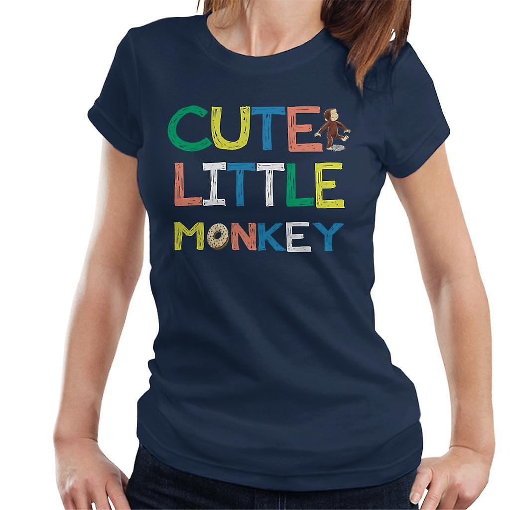 Curious George Cute Little Monkey Women's T-Shirt Navy Blue Medium