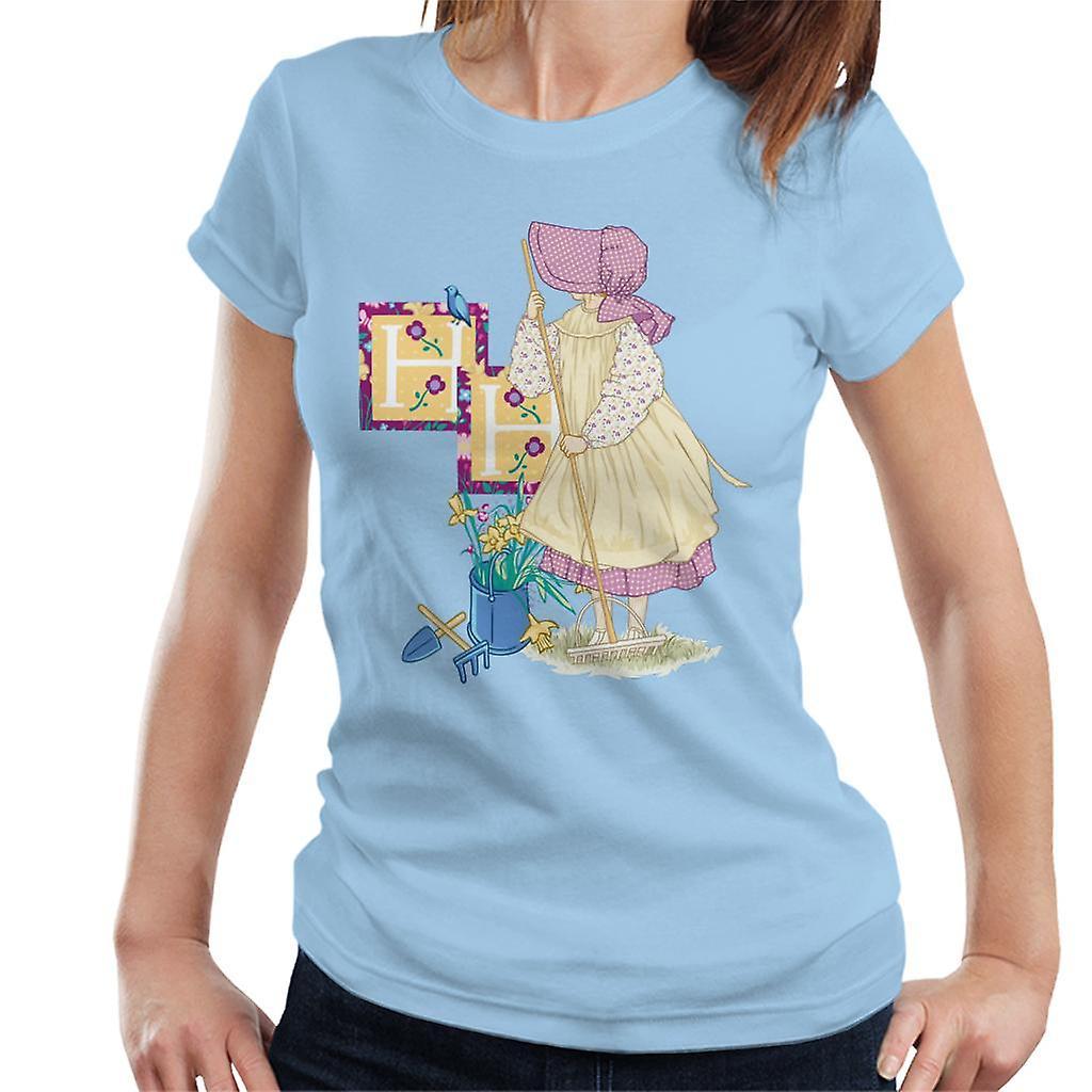 Holly Hobbie Gardening Women's T-Shirt Sky Blue Medium