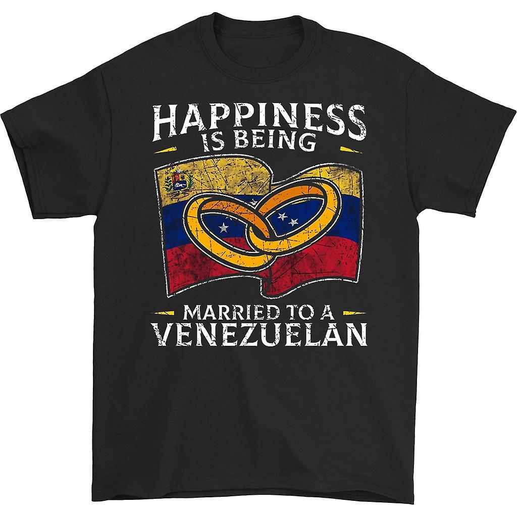 HISHARK Happiness is being married to a venezuelan shirt Black L