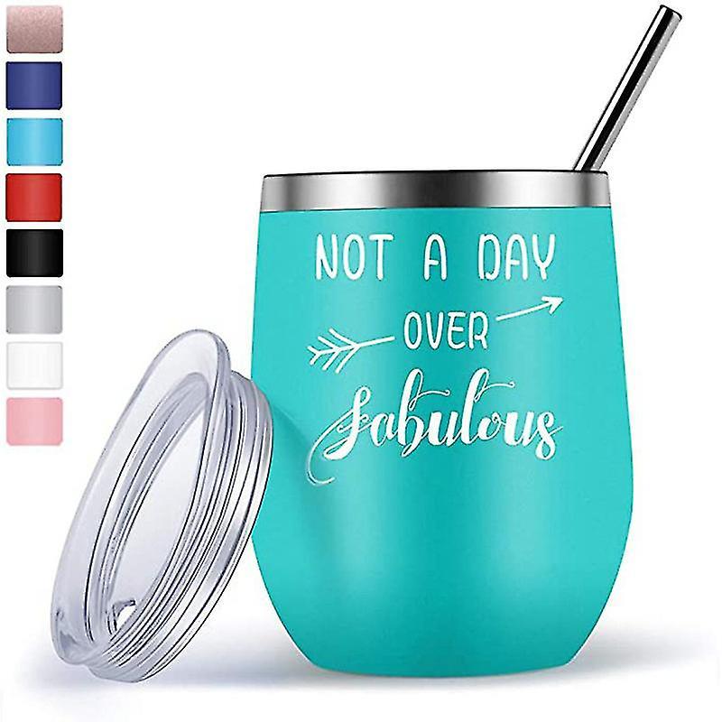 Tianzun Stainless Steel Wine Tumbler Double Wall Insulated Travel Mug, Stainless Steel Insulated Wine Tumbler Lid Straw Reusable Glitter Mug Cup mi...