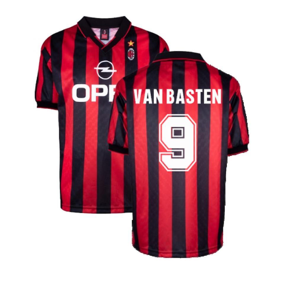 Score Draw AC Milan 1996 Home Retro Shirt (VAN BASTEN 9) Red Large Adults