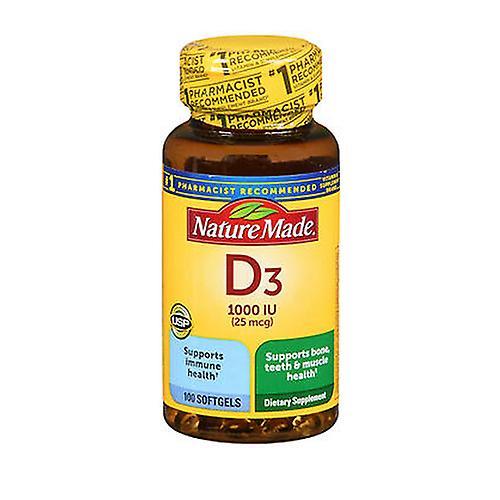 Nature Made D3 Liquid Softgels, 1000 IU, 100 Caps (Pack of 1)