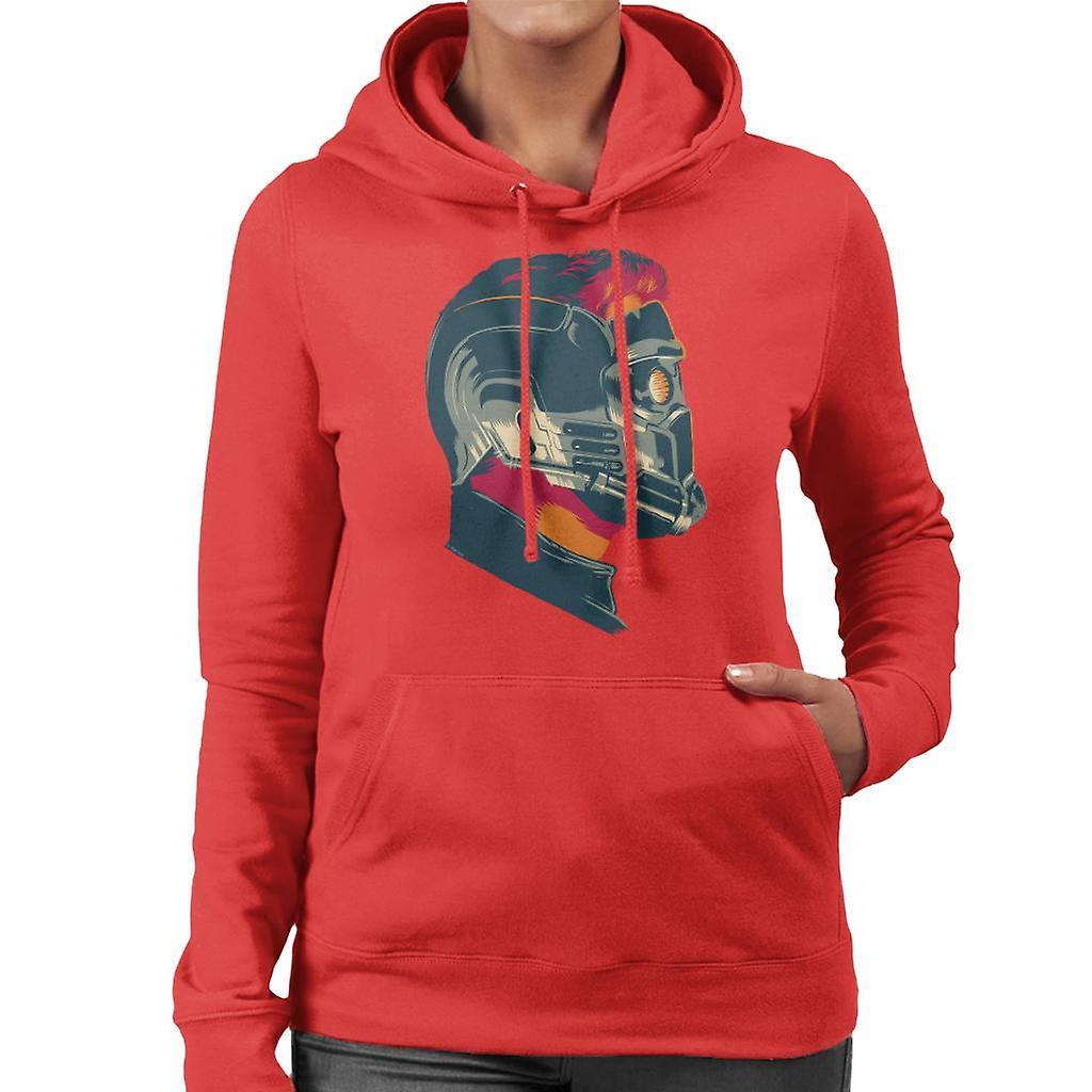 Marvel Guardians Of The Galaxy Vol 2 Star Lord Wearing Mask Women's Hooded Sweatshirt Red Large