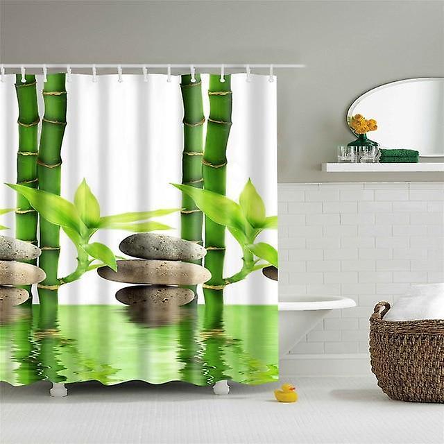 Slowmoose Waterproof Polyester Fabric 3d Forest Style Bath Curtain For Bathroom J 180x200cm