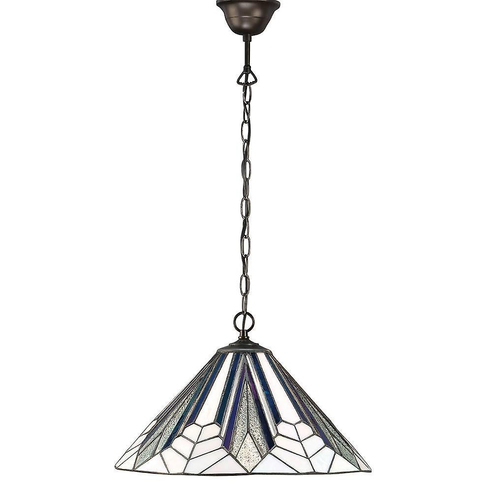 Interiors 1900 Lighting Astoria 1 Light Medium Ceiling Pendant Dark Bronze, Tiffany Style Glass, E27