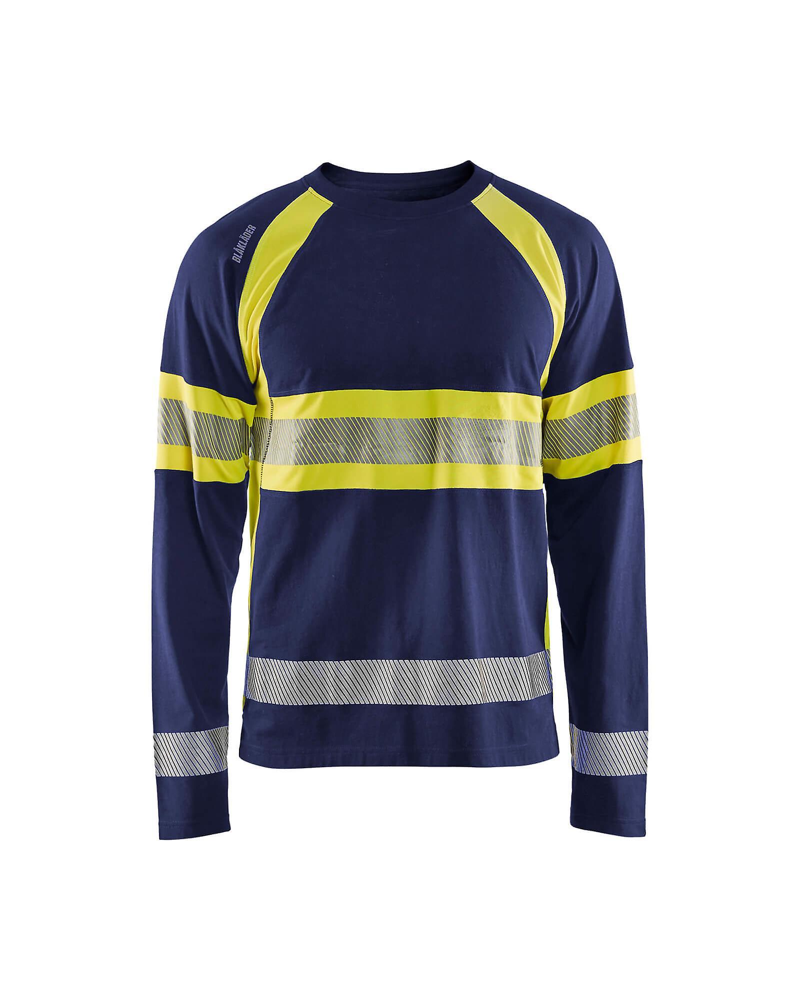 Blaklader 3510 long-sleeve t-shirt hi-vis - mens (35101030) Navy blue/yellow Xs