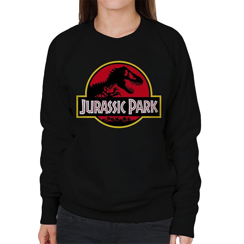 Jurassic Park Classic Yellow Outline Logo Women's Sweatshirt Black Large