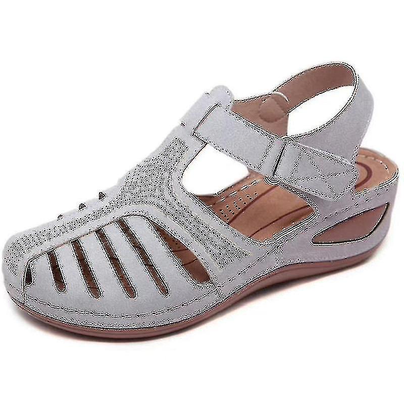 Ghygv Women Orthopedic Sandals Comfy Closed Toe Mules Summer Slippers Flat Shoes Grey 39