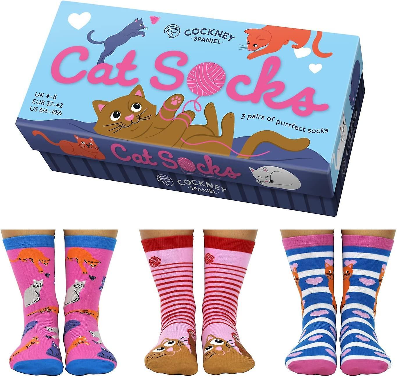 United Oddsocks Cockney Spaniel Cat Themed Socks Pink/Blue 4-8