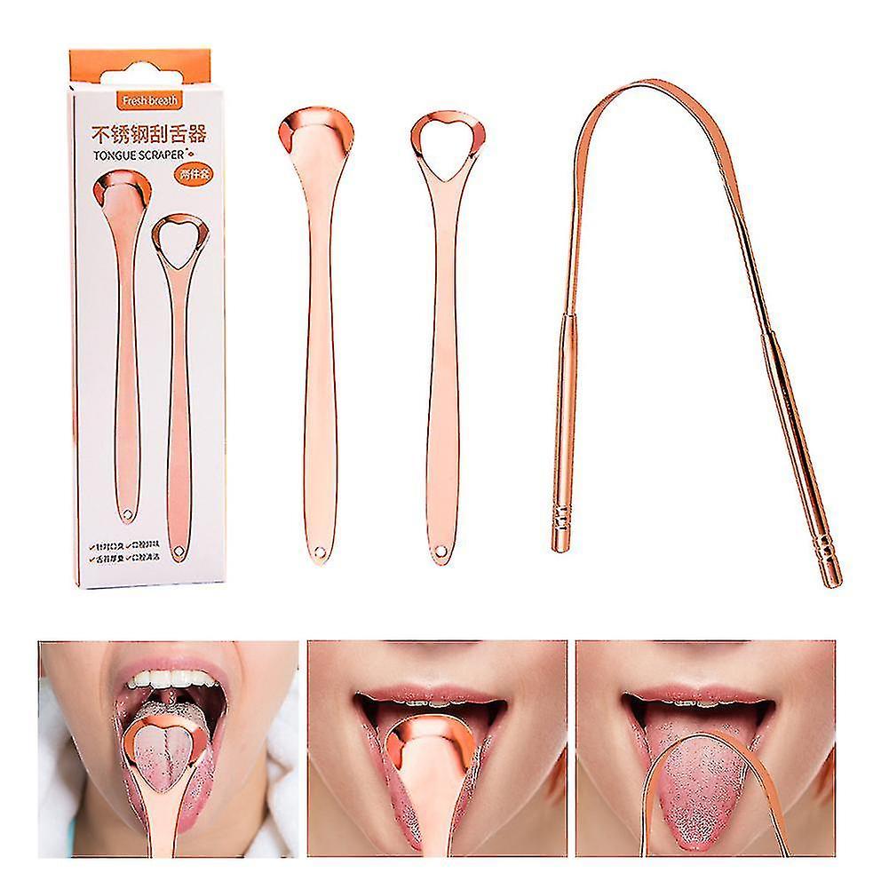 Szlcv Tongue Scraper Cleaner For Adults Surgical Grade Stainless Steel Metal Tongue Brush Dental Kit Professional Eliminate Bad Breath Silver 3pcs