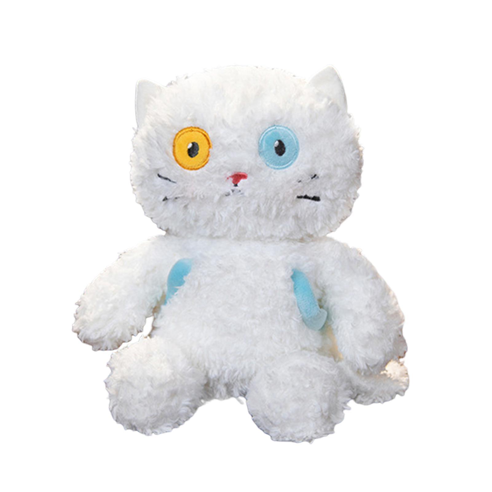 ohfruit White/Black Cat Plush Toy Lovely Stuffed Animal Doll Toy Soft Cartoon Kitten Doll Plushie Kids Comp