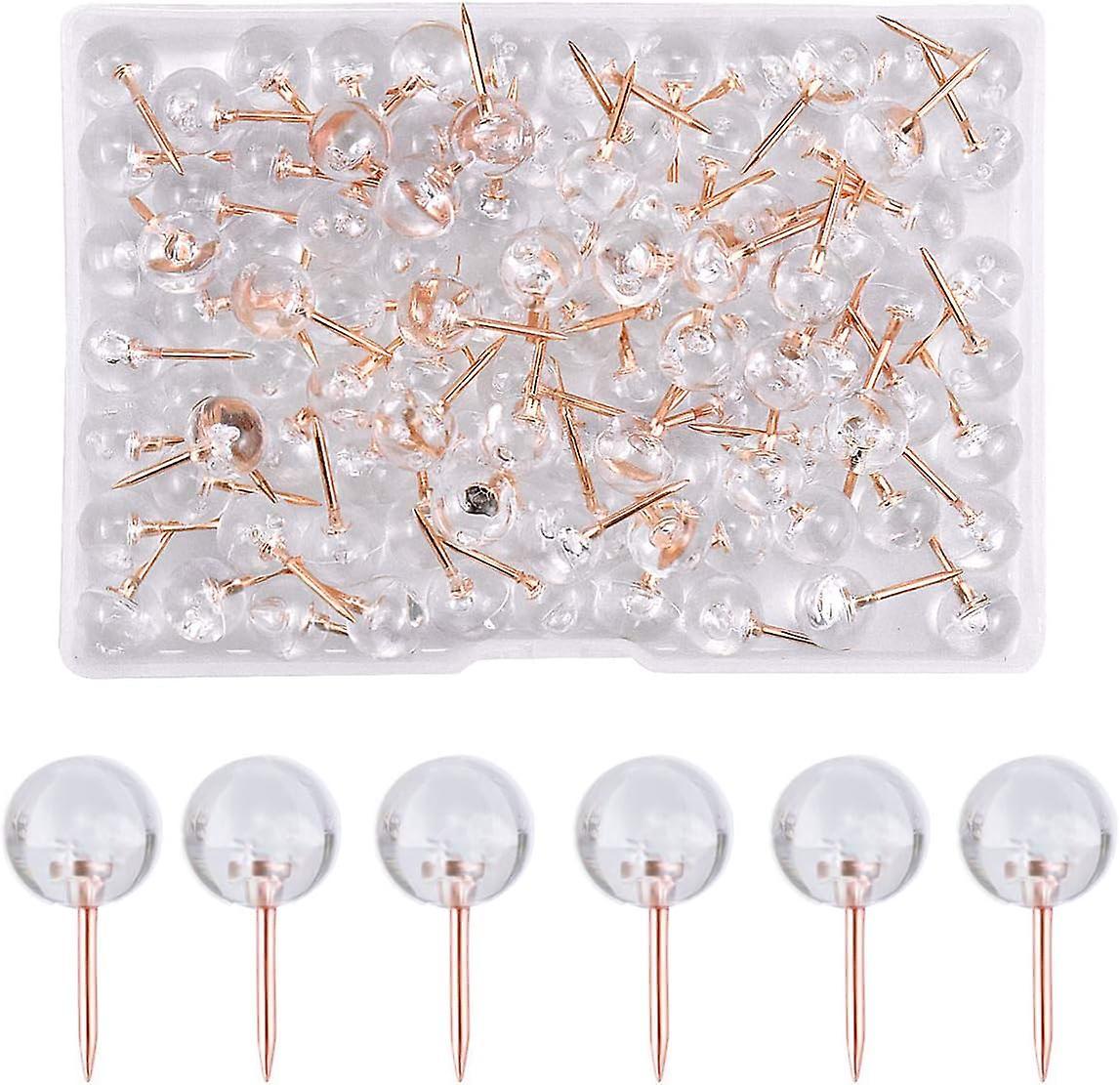 Sztxj 100pcs Push Pins, Round Transparent Push Pins, Cork Board Pins, Cork Board Push Pins, Wall Push Pin, Round Headed Push Pins Decorative Push P...