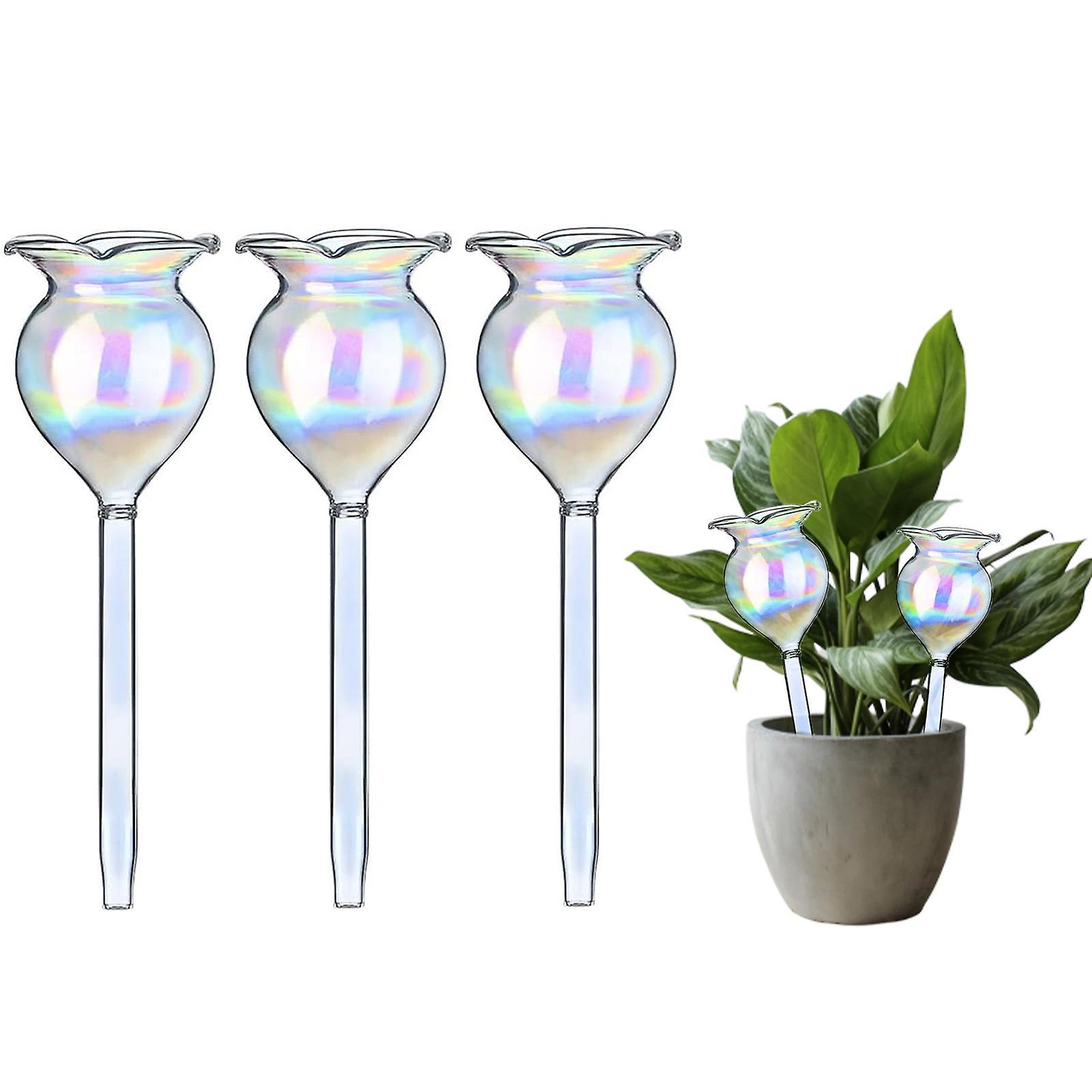 Favrison Plant Waterer Self Watering Globes Self Watering Spikes Hand Blown Clear Glass Plant Water Bulbs Devices For Indoor Outdoor 3Pcs