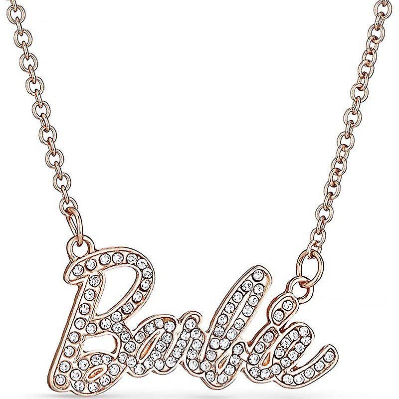 Wiuo Necklace Metal Alloy Rhinestone Pendant Barbie Doll Pendant Necklace Accessories rose gold