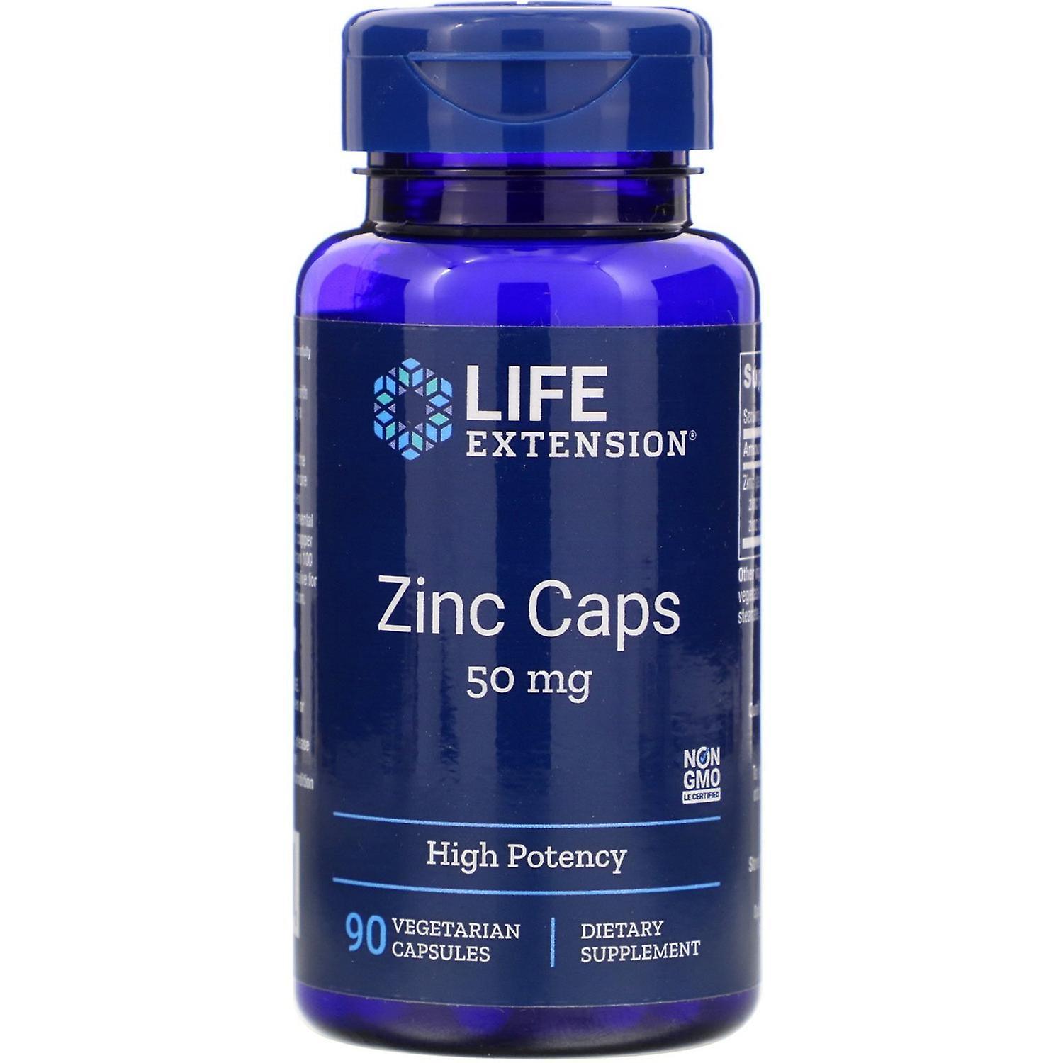 Life Extension, Zinc Caps, High Potency, 50 mg, 90 Vegetarian Capsules