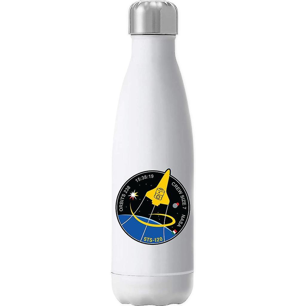 NASA STS 120 Shuttle Mission Imagery Patch Insulated Stainless Steel Water Bottle White 500ml