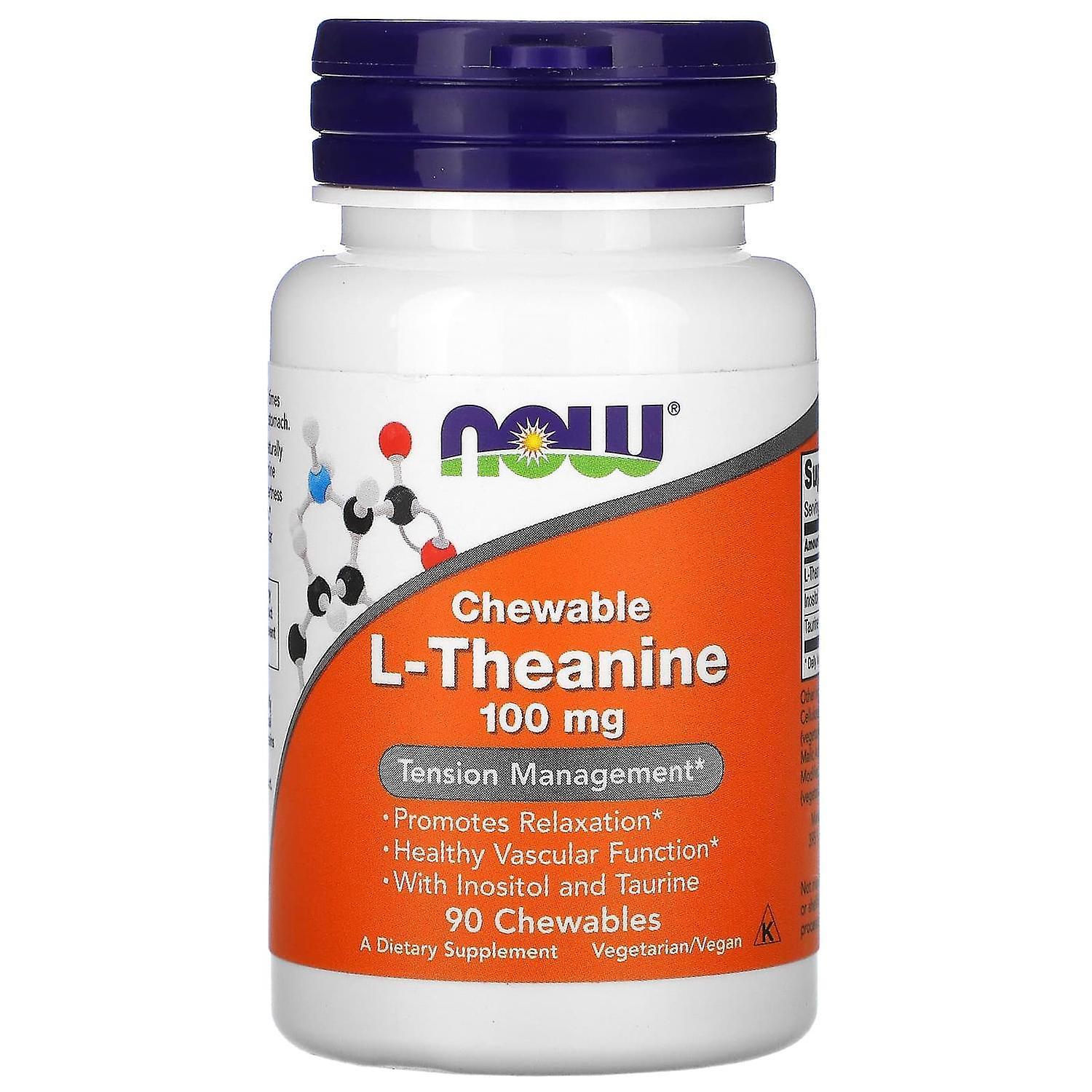 NOW Foods, Chewable L-Theanine , 100 mg, 90 Chewables