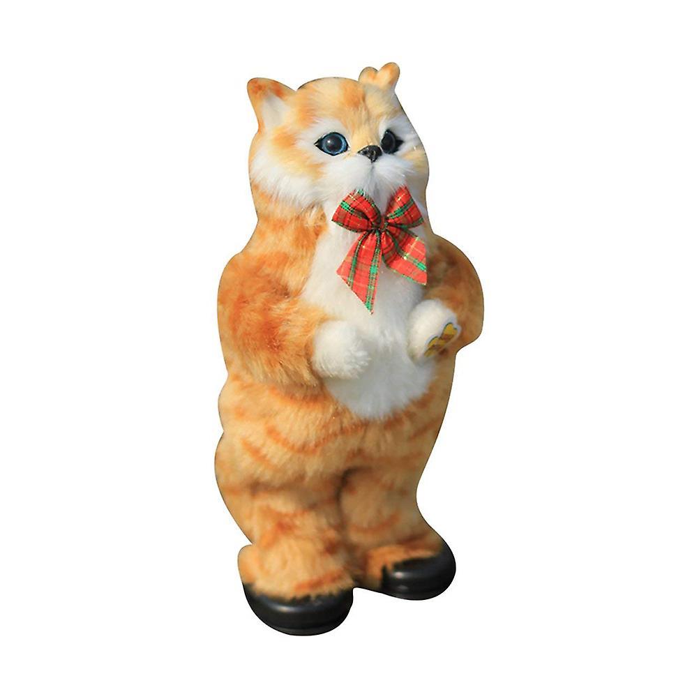 Favrison Electric Cute Simulation Cat Yellow Cat Singing And Dancing Cat Doll Gift Children Interactive Toys Gift