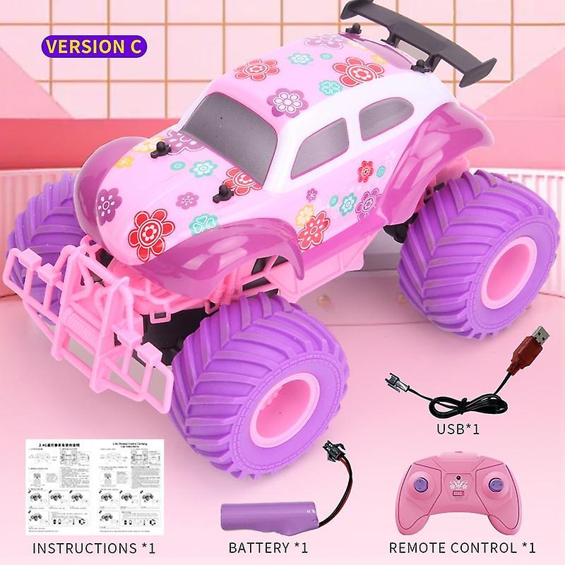 Pink Rc Car Electric Drive Off-road 2.4g Big Wheel High Speed Purple Remote Control Trucks Girls Toys For Children Remote Control Cars & Trucks Car C