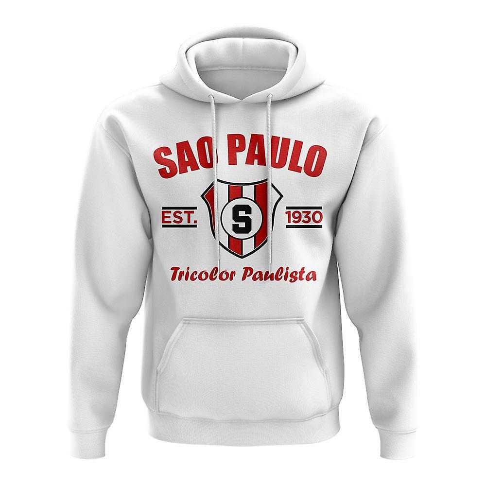 UKSoccerShop Sao Paolo Established Football Hoody (White) Womens L (Size 14 - 36 inch Chest)