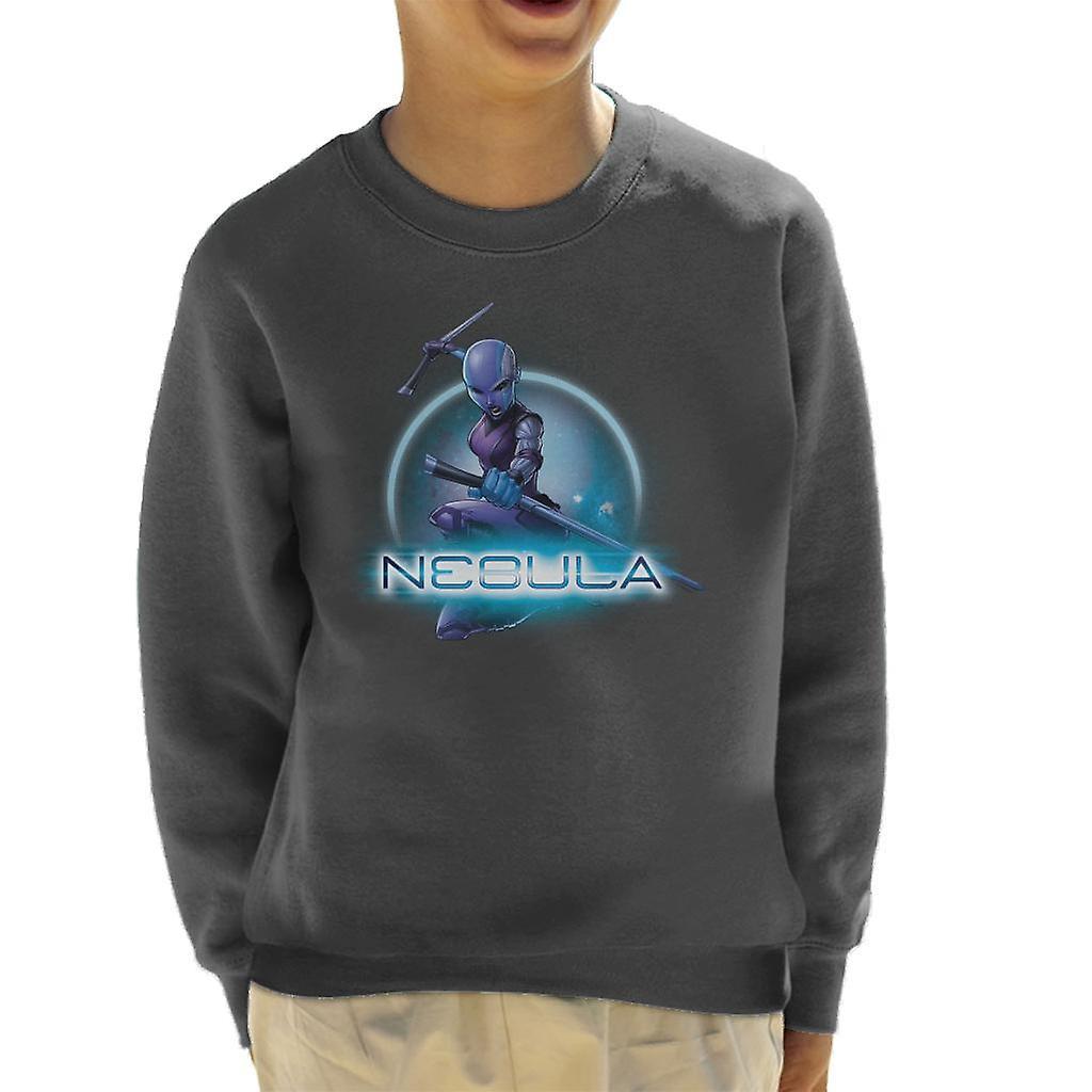 Marvel Guardians Of The Galaxy Nebula Batons Pose Kid's Sweatshirt Charcoal Medium (7-8 yrs)