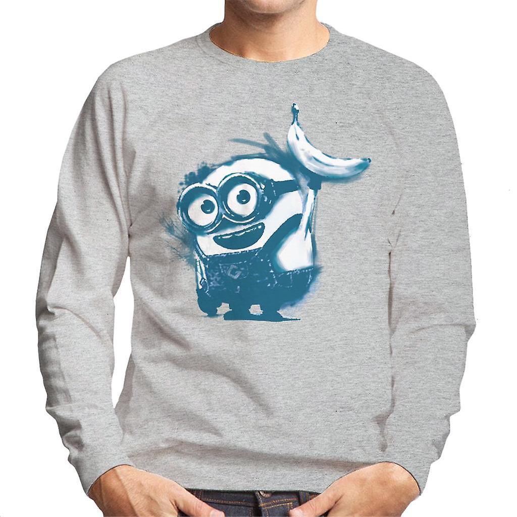 Despicable Me Bob The Minion Banana Art Men's Sweatshirt Heather Grey Medium