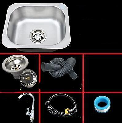 Slowmoose Stainless Steel Single Kitchen Sink, Drain Pipe- Wash Basin Set 42x36cm set 3