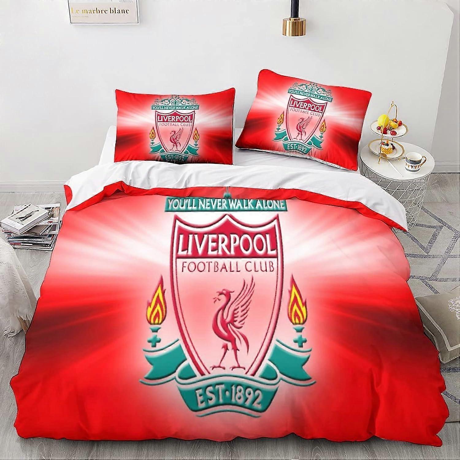 Kerota Liverpool Adult Bedding Set Printing Duvet Cover Microfiber Bedding Duvet Cover with Pillowcase King Duvet Coversx 135*200 CM Single135x200cm