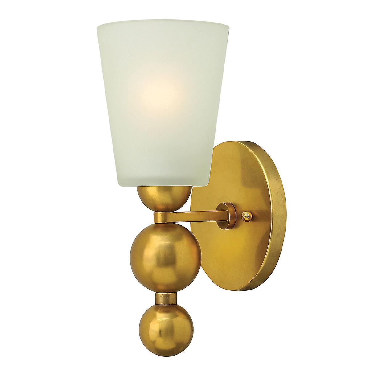 Zelda 1 Light Wall Light Vintage Brass Glass Shade E27