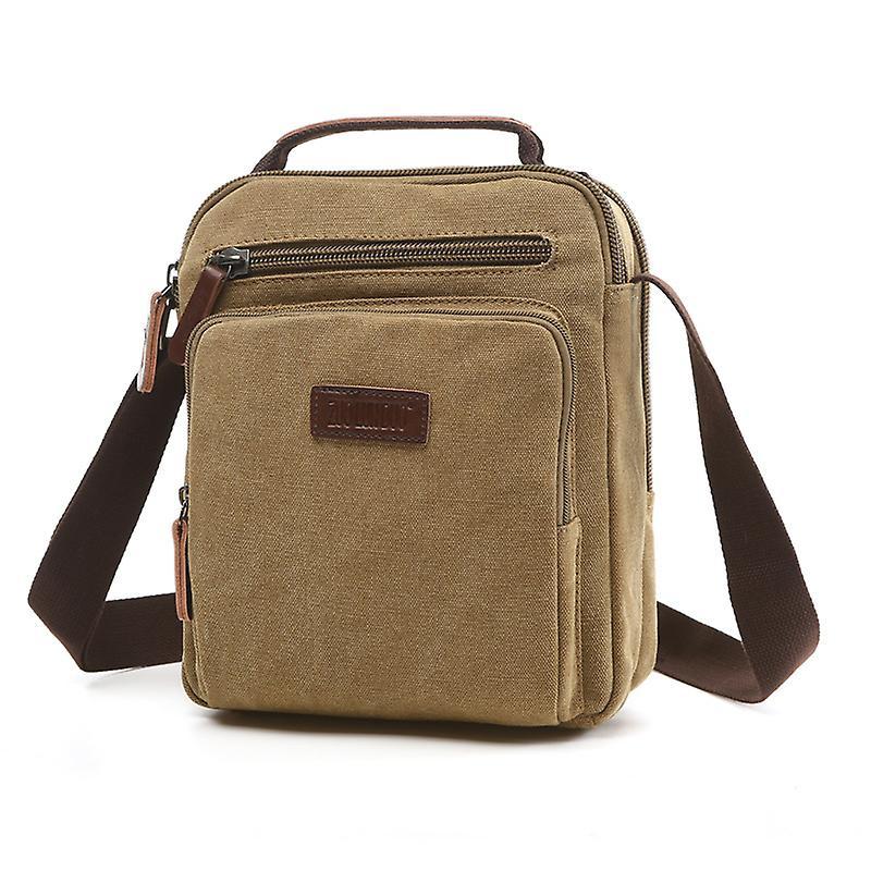 Wfuo Messenger Bag For Men, Canvas Crossbody Shoulder Bags Vintage Satchel For Travel Work Business Khaki