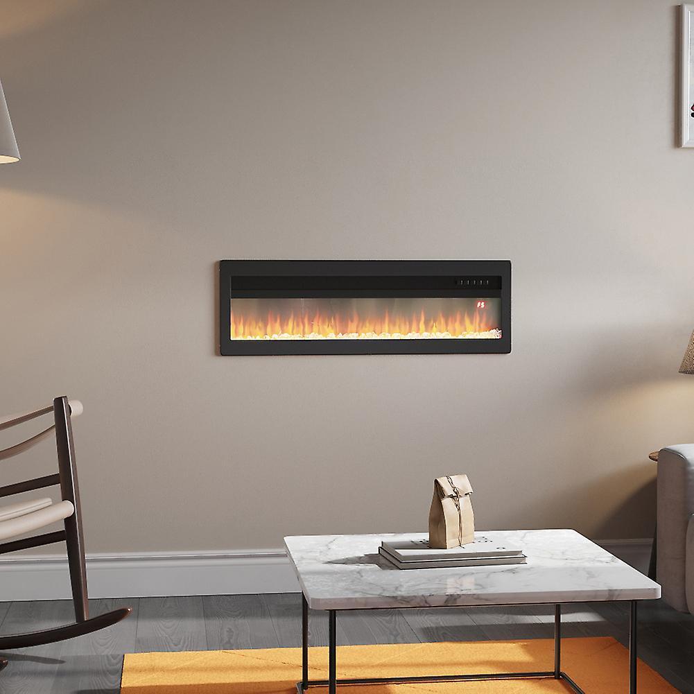 Living And Home Livingandhome Freestanding Wall Recessed Mounted Electric Fireplace - Black 40 Inch