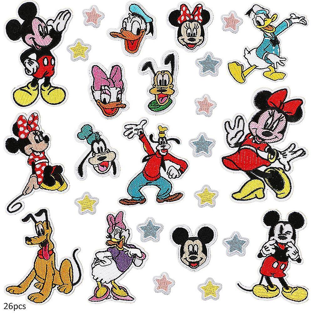 Mike 26pcs Mickey Iron On Patches, Minnie Mouse Sew On/iron On Embroidered Applique Patch For Clothing, Jeans, Dress, Hats, Pants