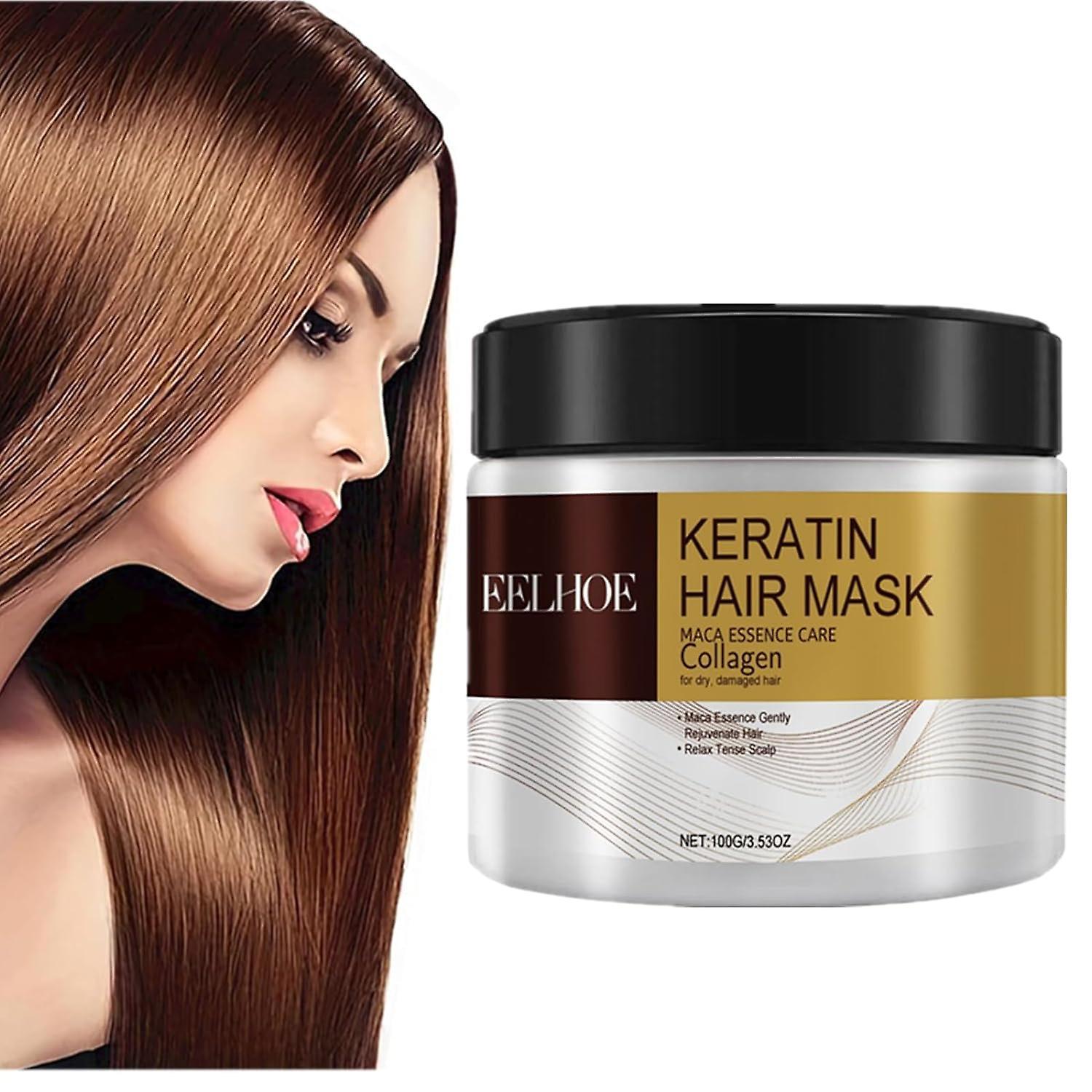 Fongwan Collagen Hair Treatment Cream, Keratin Repair Deep Conditioning Hair Mask for Dry Damaged Hair Hydrating Argan Oil Collagen Hair Mask 1pcs ...