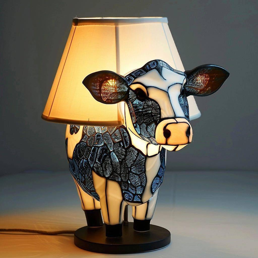 Frusde Animal Table Lamp, Animal Table Lamp Series, Retro Table Lamp, Cow Table Lamp, Bedside Table Lamp With USB A+C Ports, Gift For Girls Mom