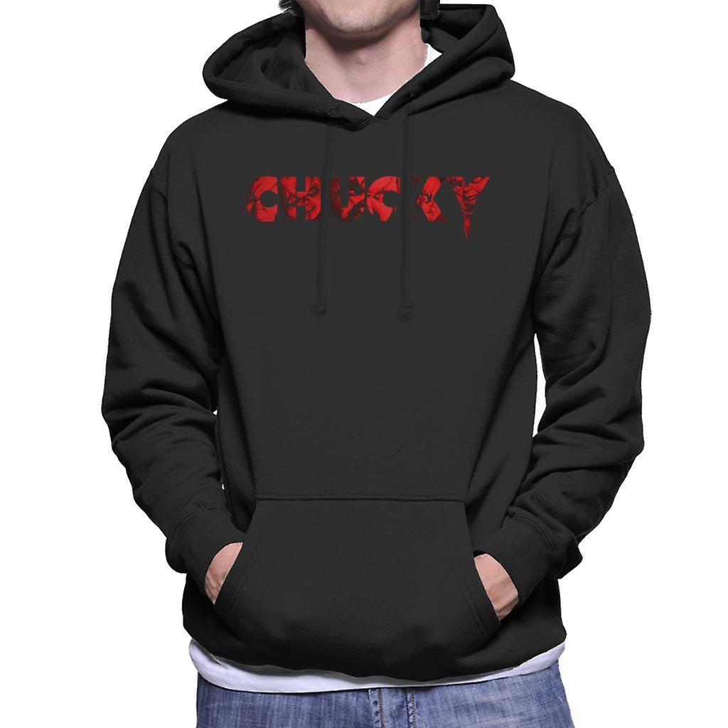 Chucky Logo Bold Face Men's Hooded Sweatshirt Black XX-Large