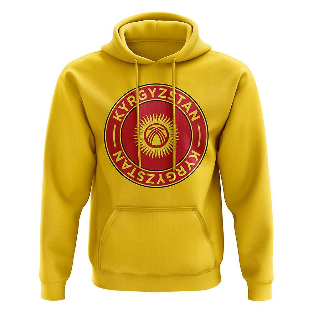 UKSoccerShop Kyrgyzstan Football Badge Hoodie (Yellow) XLB (12-13 Years)