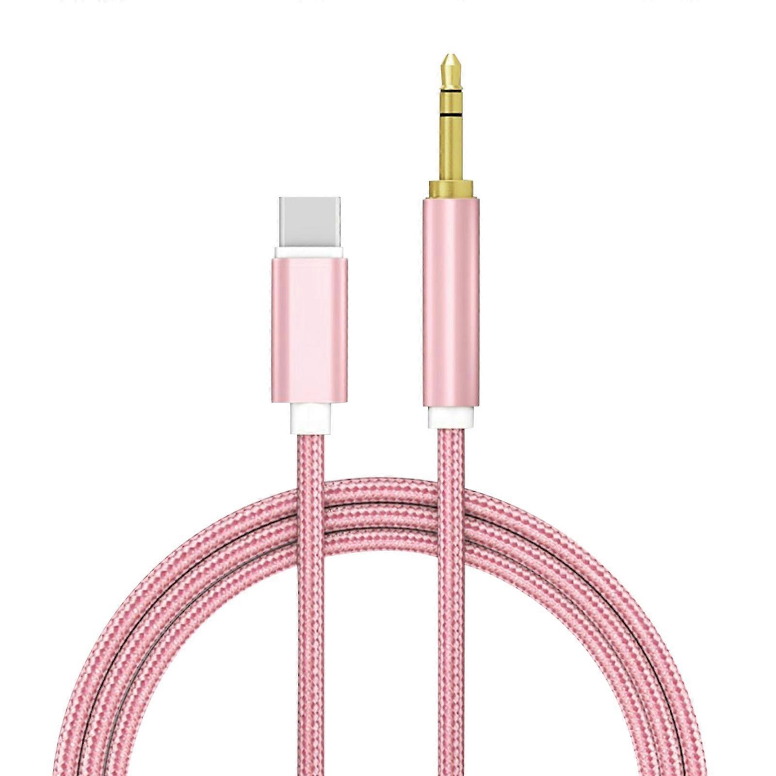 Flye Usb Type C To 3.5mm Aux Audio Cable Headset Speaker Headphone Adapter Car Aux For Pink